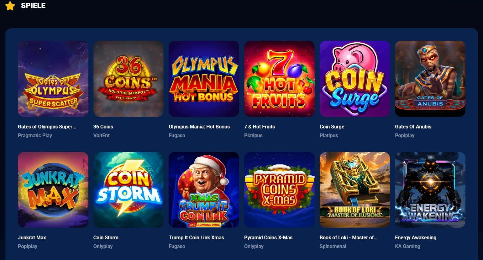 Online Casino ohne OASIS Spielauswahl